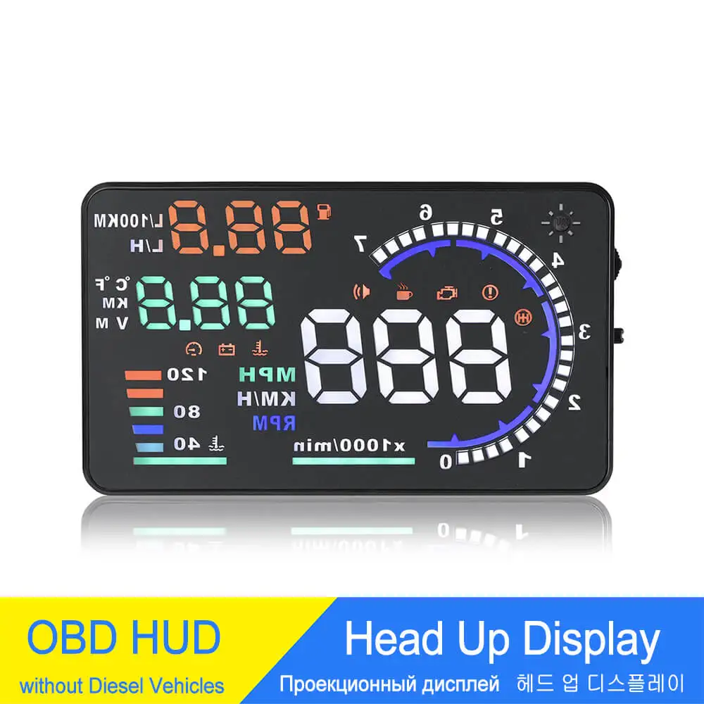 

5.5'' Windshield Projectors Head Up Display Auto Electronic Speedometer Car Media Projector HUD Digital OBD2 LED Voltage Alarm