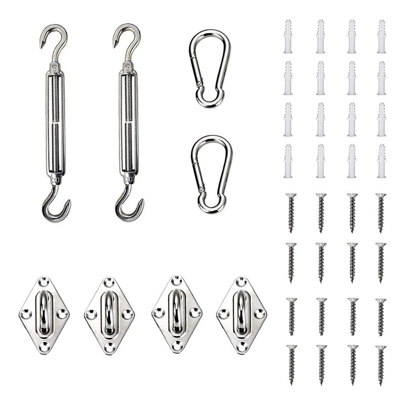 Sun Shade Sail Hardware Kit For Triangle Rectangle Sun Shade Sail Installation,Stainless Steel Kit For Garden Outdoors
Sun Shade Sail Hardware Kit For Triangle Rectangle Sun Shade Sail Installation,Stainless Steel Kit For Garden Outdoors