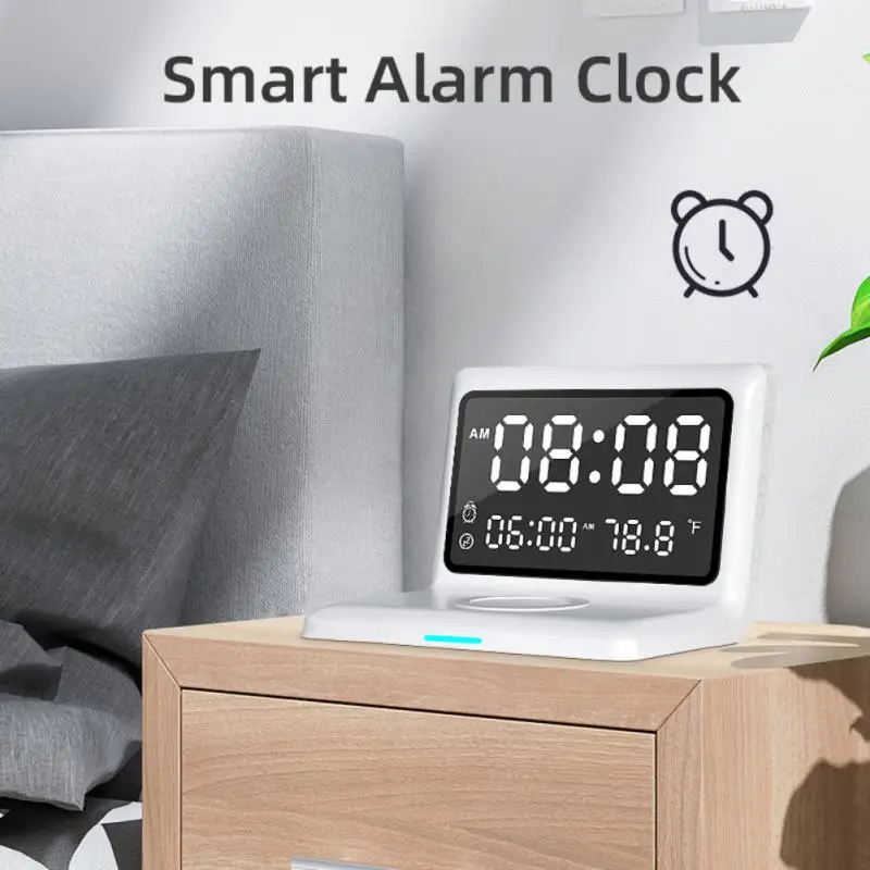 Smart Thermometer Clock HD Digital Display Despertador Wireless Charger Mobile Phone Wireless Fast Charging Alarm Clock
Smart Thermometer Clock HD Digital Display Despertador Wireless Charger Mobile Phone Wireless Fast Charging Alarm Clock