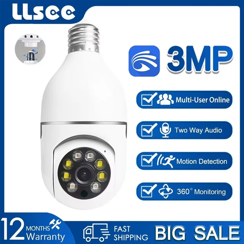 IP-камера видеонаблюдения LLSEE YOOSEE, 3 Мп, Wi-Fi, лампа E27, полноцветное ночное видение, беспроводная, для умного дома
IP-камера видеонаблюдения LLSEE YOOSEE, 3 Мп, Wi-Fi, лампа E27, полноцветное ночное видение, беспроводная, для умного дома