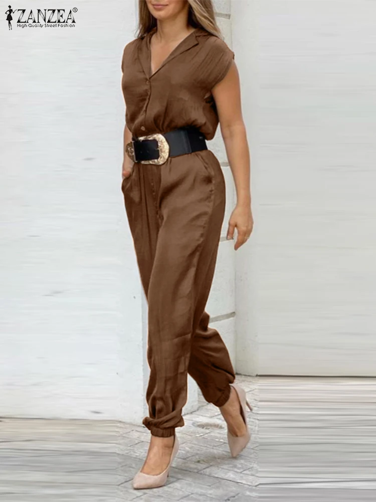 ZANZEA Women Solid Long Jumpsuits 2022 Summer Short Sleeve Overalls Casual OL Lapel Maxi Rompers Elegant Baggy Playsuit Oversize
ZANZEA Women Solid Long Jumpsuits 2022 Summer Short Sleeve Overalls Casual OL Lapel Maxi Rompers Elegant Baggy Playsuit Oversize