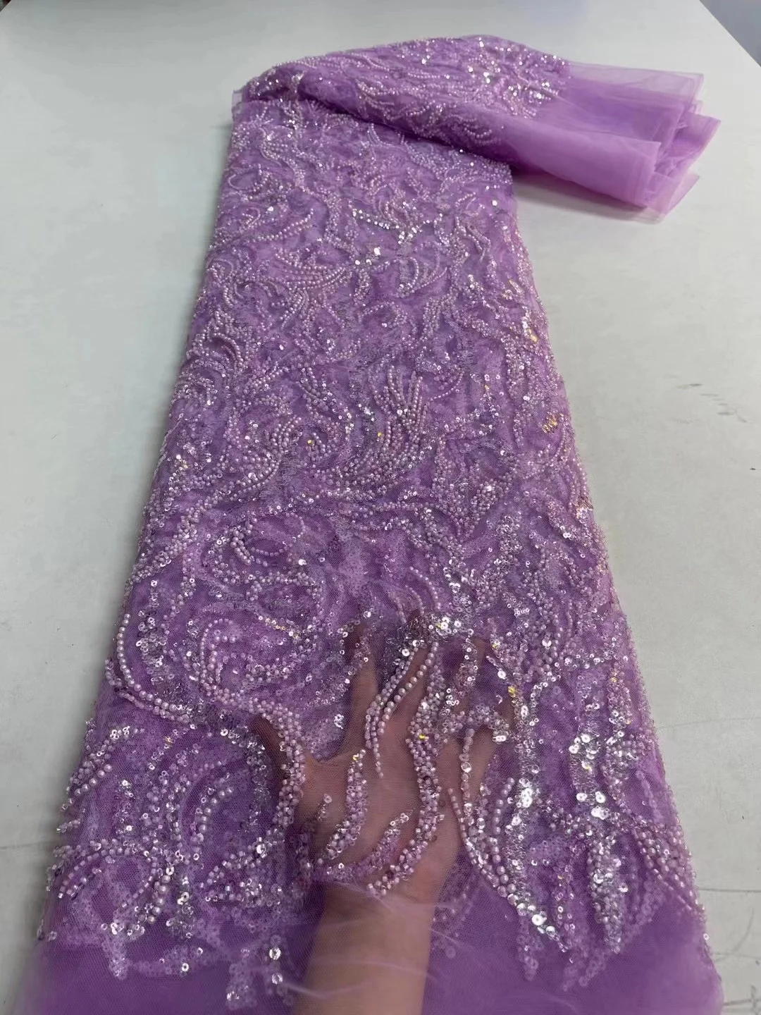 Heavy Purple Sequins Lace Fabric With Bead Sequins For Bridal Dress Luxury Evening Dress French Lace 5 yards
Heavy Purple Sequins Lace Fabric With Bead Sequins For Bridal Dress Luxury Evening Dress French Lace 5 yards
