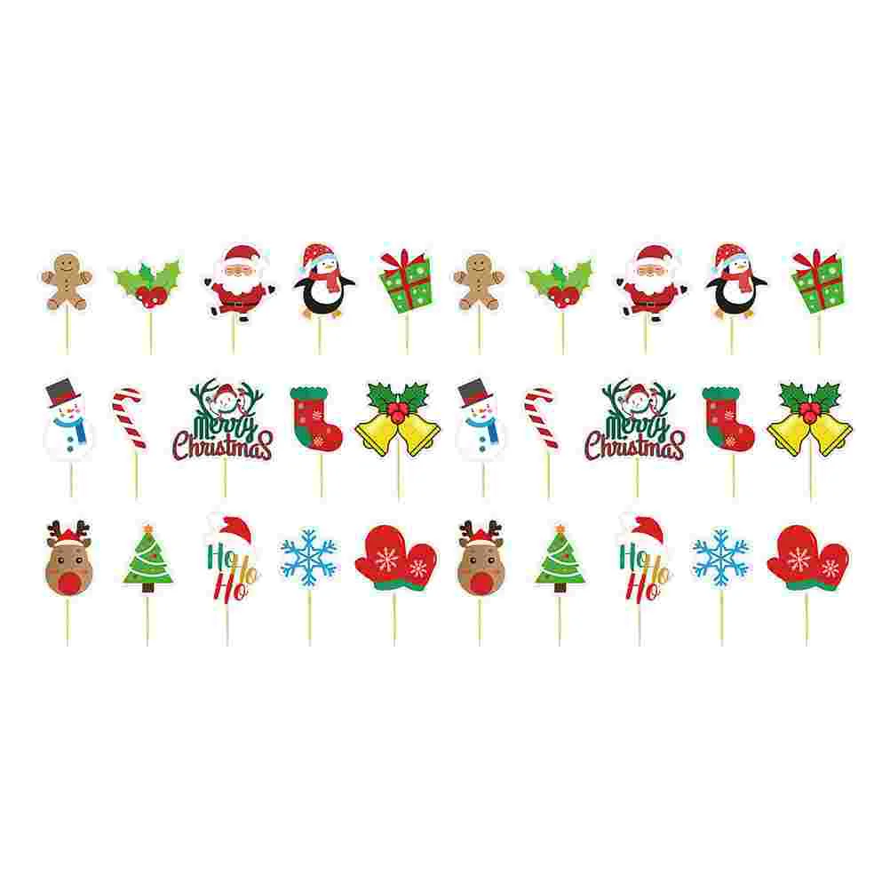 

Christmas Picks Cake Dessert Decorations Party Wedding Topper Cupcake Toppers Insert Adorn Holiday Decor Ornaments Decors