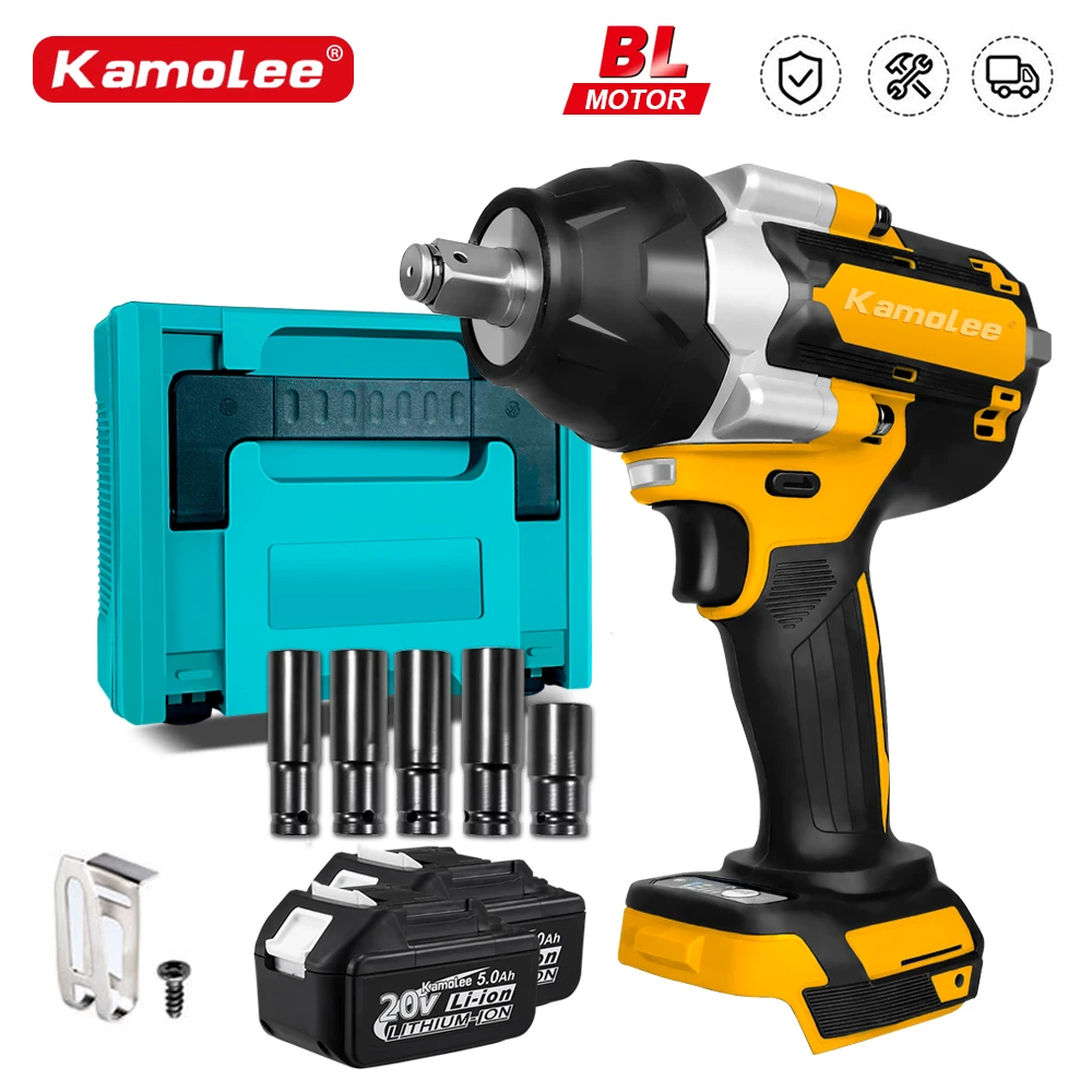 

Kamolee 20V 1800 N.m High Torque Brushless Electric Wrench 1/2 In Lithium-Ion Battery For Makita 18V Battery