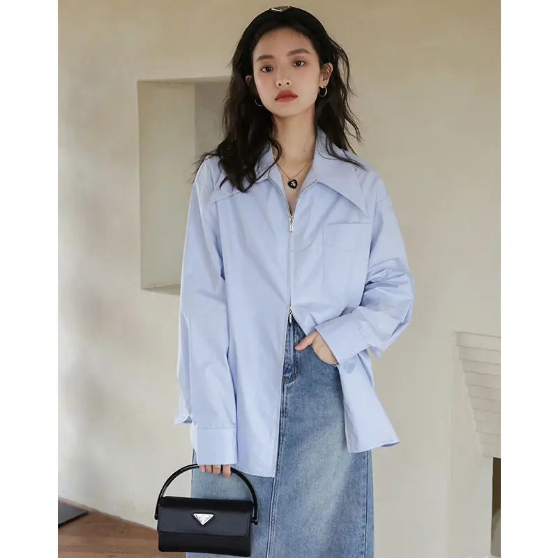 2022 Women's Spring Autumn New Lapel Long Sleeve Blouses Female Loose Zipper Shirts Ladies Solid Color Casual Blouses U383
2022 Women's Spring Autumn New Lapel Long Sleeve Blouses Female Loose Zipper Shirts Ladies Solid Color Casual Blouses U383