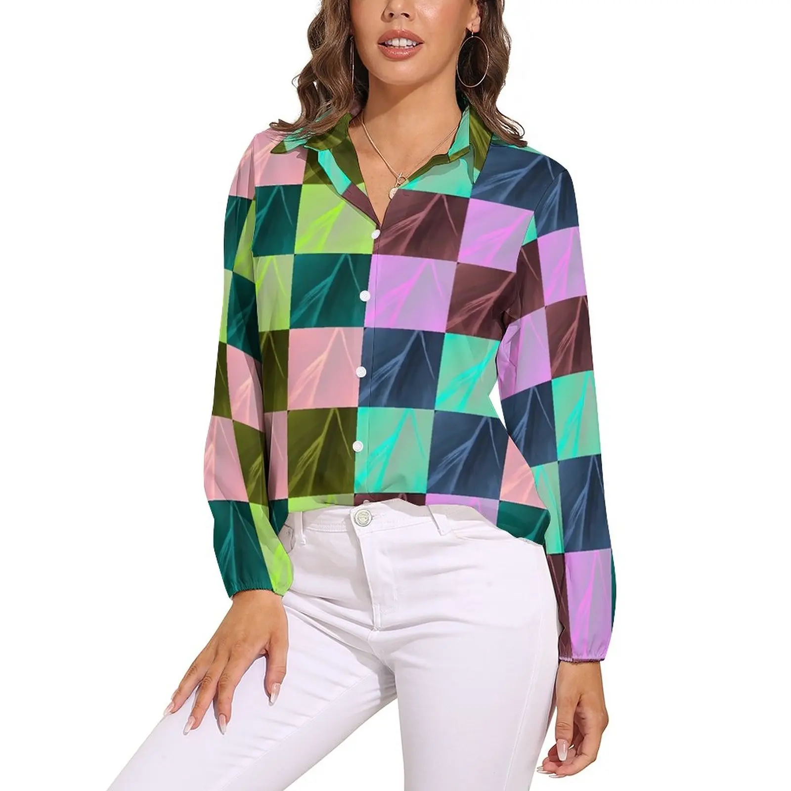 Colorful Colorblock Blouse Checkerboard Funny Custom Blouses Female Long-Sleeve Street Fashion Shirt Spring Oversize Top
Colorful Colorblock Blouse Checkerboard Funny Custom Blouses Female Long-Sleeve Street Fashion Shirt Spring Oversize Top