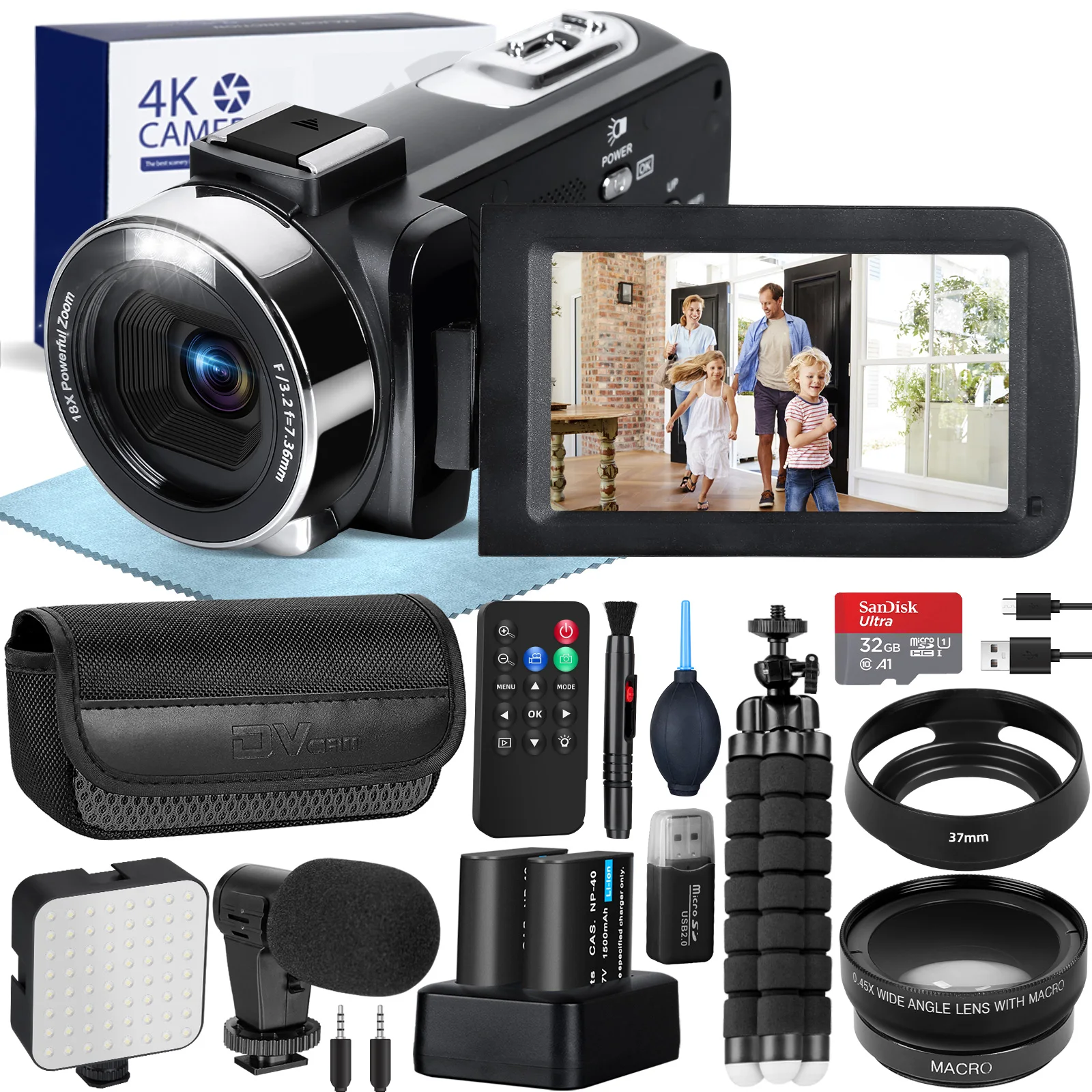 

G-Anica 4K видеокамера 60fps/48MP UHD видеозаписывающая цифровая камера с автофокусом, 18-кратный цифровой зум Камера, 3-дюймовый экран