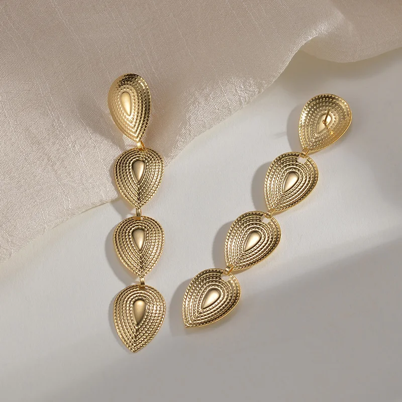 

Long Dangle Gold Color Earrings for Women Drop Metal Liner Unique Stainless Steel Fashion Jewelry Gifts