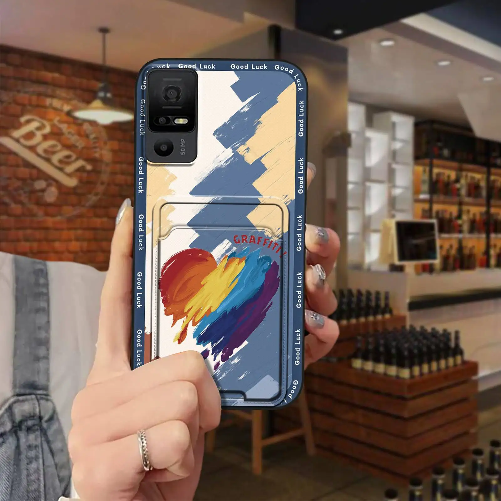 Чехол для телефона из ТПУ с отделением карт фотополиуретановый чехол TCL 40XE/40X