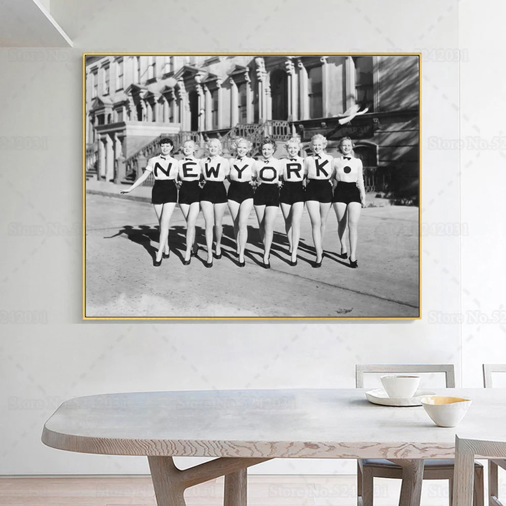 Рисунок Нью-Йорк для девочек, рисунок хора, Женская Картина на холсте, винтажные танцоры, фотография, настенное искусство, Декор 
Рисунок Нью-Йорк для девочек, рисунок хора, Женская Картина на холсте, винтажные танцоры, фотография, настенное искусство, Декор