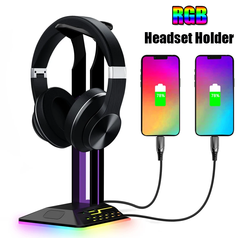 Gaming Headset Stand RGB Headphones Holder Desktop Earphones Display Shelf with 2 USB Ports for Gamer Gaming PC Accessories
Gaming Headset Stand RGB Headphones Holder Desktop Earphones Display Shelf with 2 USB Ports for Gamer Gaming PC Accessories