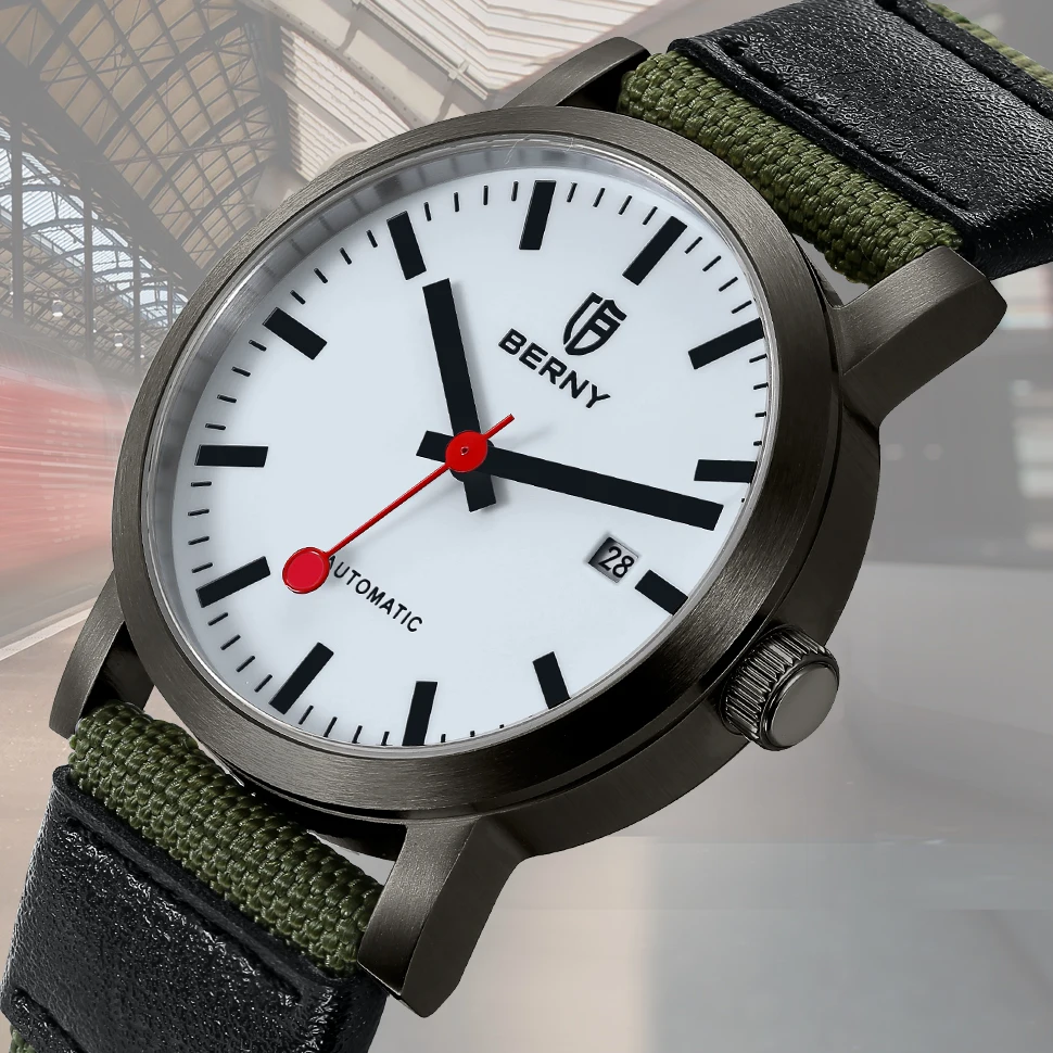 BERNY Swiss Railroad Automatic Watch Men Mechanical Wristwatch MIYOTA 8215 Male 5ATM Waterproof Luxury Men Classic Clock
BERNY Swiss Railroad Automatic Watch Men Mechanical Wristwatch MIYOTA 8215 Male 5ATM Waterproof Luxury Men Classic Clock