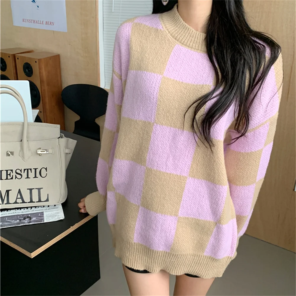 Женский свитер в клетку в стиле кэжуал Alien Kitty, свободный Облегающий мягкий трикотажный пуловер в офисном стиле, весна 2023
Женский свитер в клетку в стиле кэжуал Alien Kitty, свободный Облегающий мягкий трикотажный пуловер в офисном стиле, весна 2023