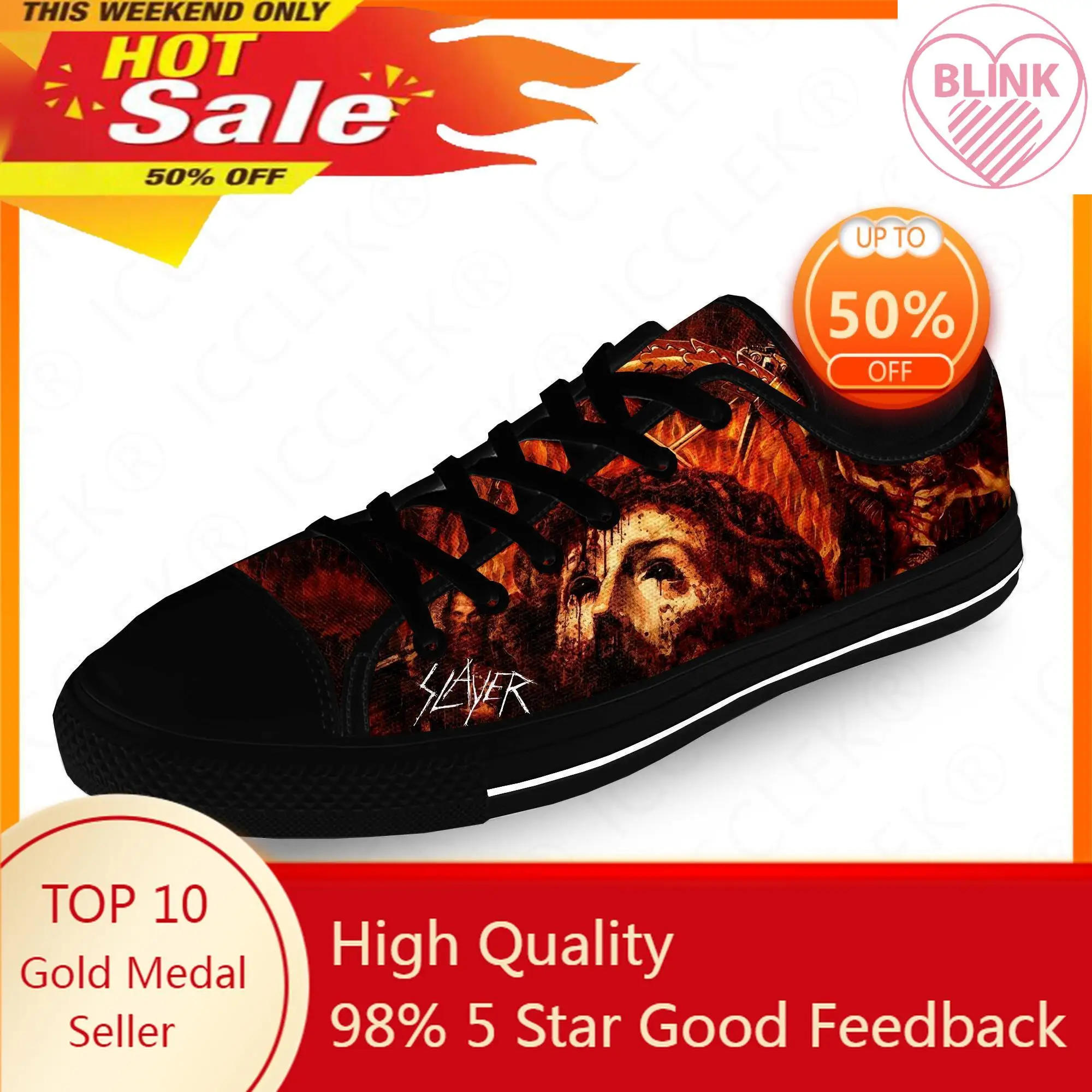 Slayer Heavy Metal Rock Band Horror Scary Casual Cloth 3D Print Low Top Canvas Fashion Shoes Mens Womens Breathable Sneakers
Slayer Heavy Metal Rock Band Horror Scary Casual Cloth 3D Print Low Top Canvas Fashion Shoes Mens Womens Breathable Sneakers