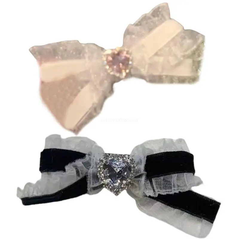 

Girls Rhinestones Bow Hair Clip Sweet Small Side Clip Braid Clip Bowknot Hairpin Gift Hair Accessories for Women Dropship