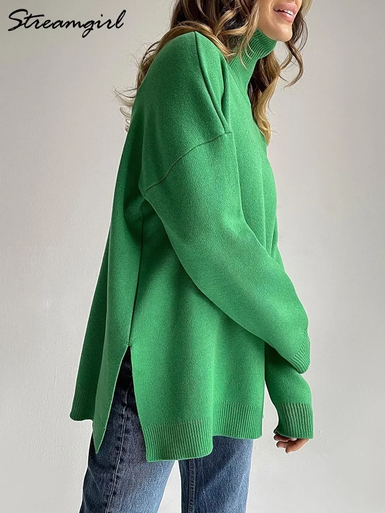 Side Split Warm Turtleneck Pullover Sweater Women Oversize Winter Top Soft Basic Green Oversized Sweater For Women Turtleneck
Side Split Warm Turtleneck Pullover Sweater Women Oversize Winter Top Soft Basic Green Oversized Sweater For Women Turtleneck