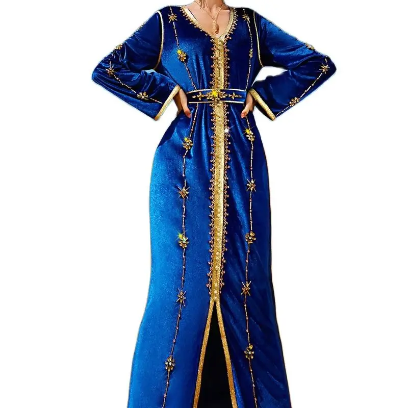 Luxury Velvet Manual Sewing Diamond Party Dress for Women Dubai Moroco Caftan V Neck Long Sleeve Split Abaya Palace Royal Blue
Luxury Velvet Manual Sewing Diamond Party Dress for Women Dubai Moroco Caftan V Neck Long Sleeve Split Abaya Palace Royal Blue