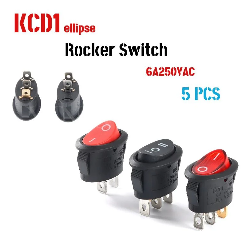 5 pcs KCD1 25*16.5mm Mini Round Boat Rocker Switch 2/3 Pin SPST ON-ON ON-OFF ON-OFF-ON 6A/250VAC Power Button Switch With Light
5 pcs KCD1 25*16.5mm Mini Round Boat Rocker Switch 2/3 Pin SPST ON-ON ON-OFF ON-OFF-ON 6A/250VAC Power Button Switch With Light
