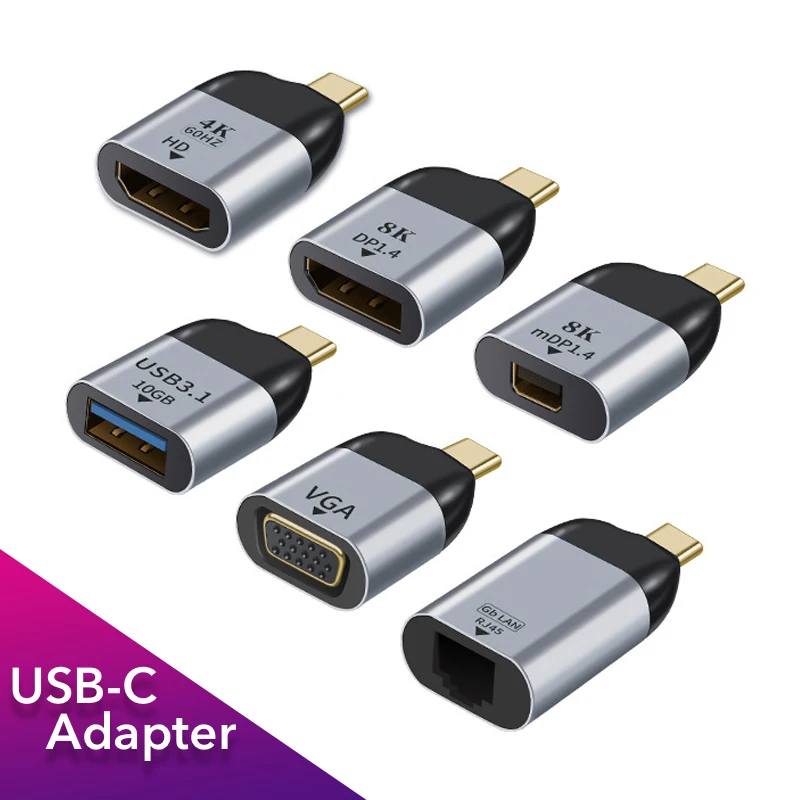USB C To DP/Mini DP/VGA/RJ45/HDMI-compatible Adapter USB Type C 8K/4K/1080P Video 1000Mbps Lan Ethernet Converter for Macbook
USB C To DP/Mini DP/VGA/RJ45/HDMI-compatible Adapter USB Type C 8K/4K/1080P Video 1000Mbps Lan Ethernet Converter for Macbook