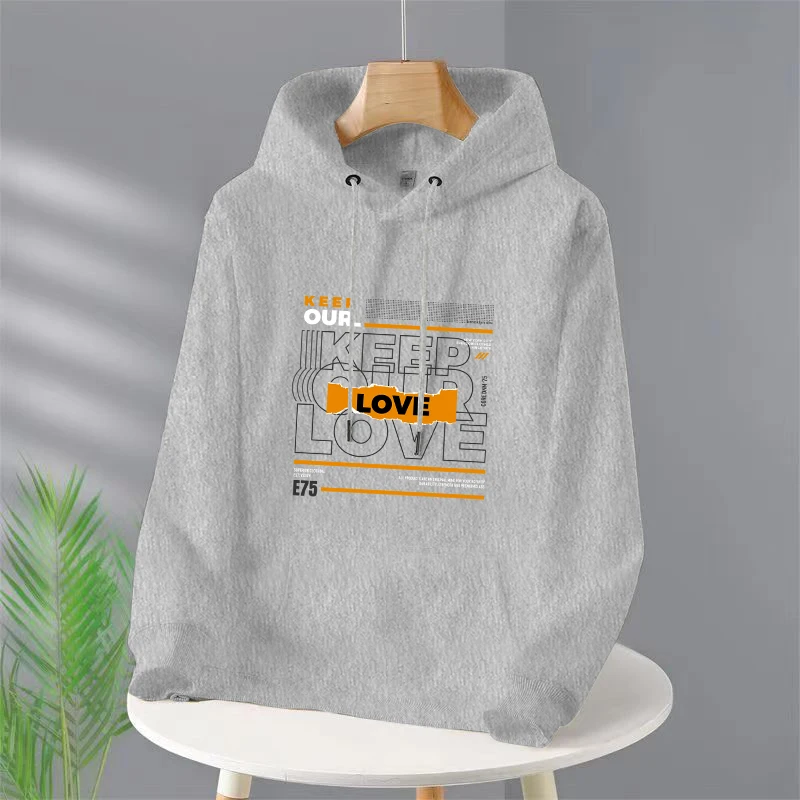 

Keep Oiir Love Letter Hoody For Women Pocket Street Sweatshirt Hip Hop Style Fleece Hoodie All-Match Comfortable Clothe