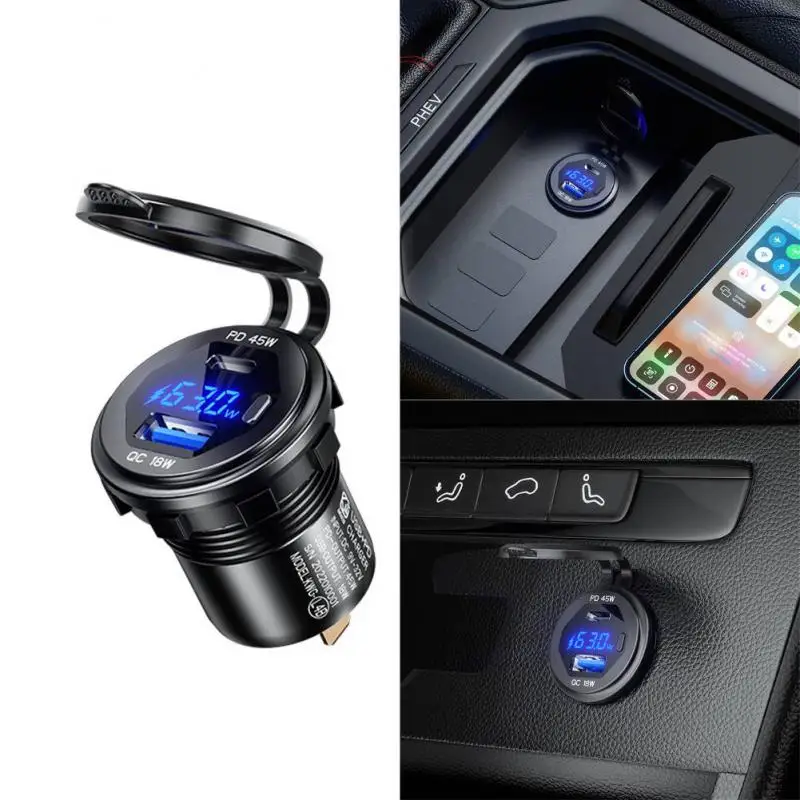 45W USB Car Charger Socket QC3.0 PD Type-C Fast Charging Voltage Display Power Adapter for 12-24V Vehicles Motorcycle SUV Truck
45W USB Car Charger Socket QC3.0 PD Type-C Fast Charging Voltage Display Power Adapter for 12-24V Vehicles Motorcycle SUV Truck