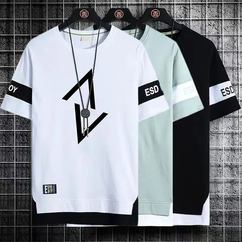 New Men Crewneck T-shirt Ice Silk Summer Half Sleeve Harajuku Fashion Trend Print All-match Student Top 2023
New Men Crewneck T-shirt Ice Silk Summer Half Sleeve Harajuku Fashion Trend Print All-match Student Top 2023