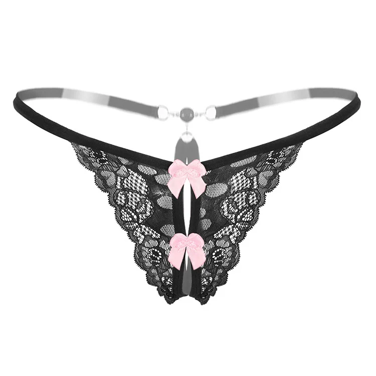 Women's Underwear Sexy Ribbon Diamond Low Waisted Thong Hollow Temptation Transparent Lace Open Crotch T Pants
Women's Underwear Sexy Ribbon Diamond Low Waisted Thong Hollow Temptation Transparent Lace Open Crotch T Pants
