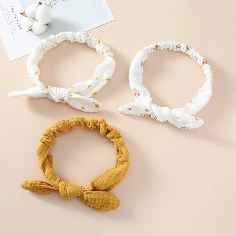 

Cotton Linen Baby Elastic Hair Bands Girl Headband Kids Headwear Knot Hair Accessories Toddler Rabbit Ear Turban Playa Ties Soft