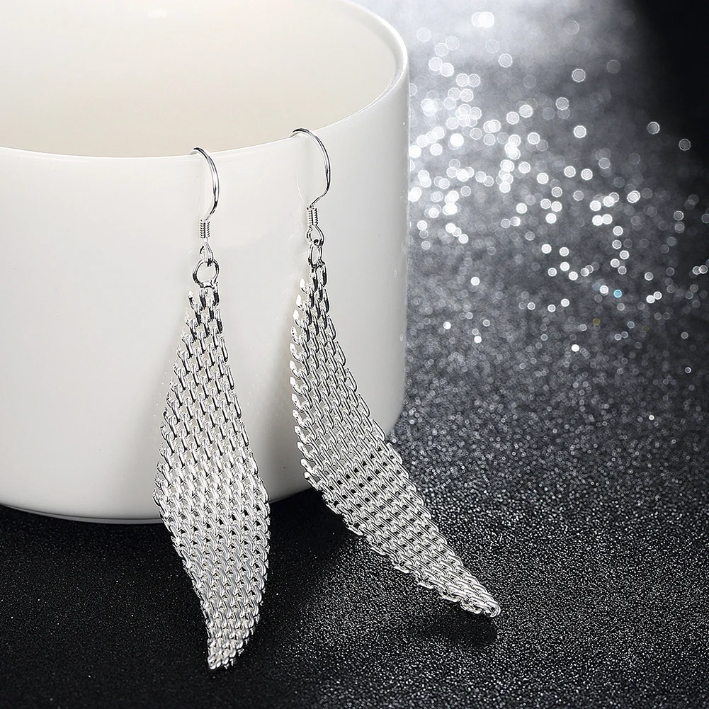 Charm 925 Stamp Silver color Earrings Fashion Creative Woven Mesh Design Drop Earring for Women Birthday Gifts classic Jewelry
Charm 925 Stamp Silver color Earrings Fashion Creative Woven Mesh Design Drop Earring for Women Birthday Gifts classic Jewelry