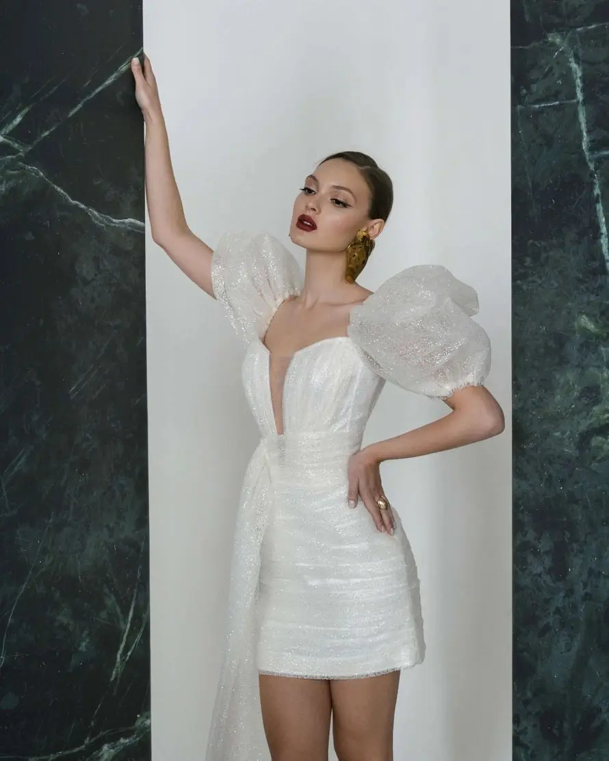 New Summer Woman Fashion Wedding Dress Women's Sexy Sequin Wrapped Hip Bubble Sleeve Short Evening Party Dress
New Summer Woman Fashion Wedding Dress Women's Sexy Sequin Wrapped Hip Bubble Sleeve Short Evening Party Dress
