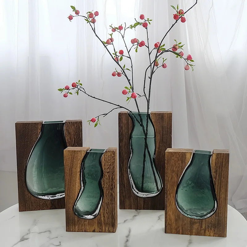 Solid Wood Flower Vase Transparent Terrarium Container Glass Decor Home Accessories Livingroom Decor 
Solid Wood Flower Vase Transparent Terrarium Container Glass Decor Home Accessories Livingroom Decor