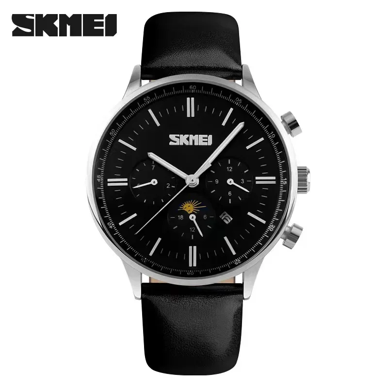 

SKMEI 30M Waterproof Casual Leather Brand Casual Watch Relogio Masculino Fashion Watches Men Business Quartz Wristwatches 9117