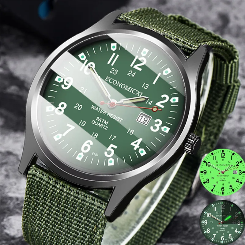 Модные мужские часы с люминесцентными стрелками, роскошные военно-спортивные кварцевые наручные часы с датой, мужские повседневные часы из нейлона relogio masculino On.