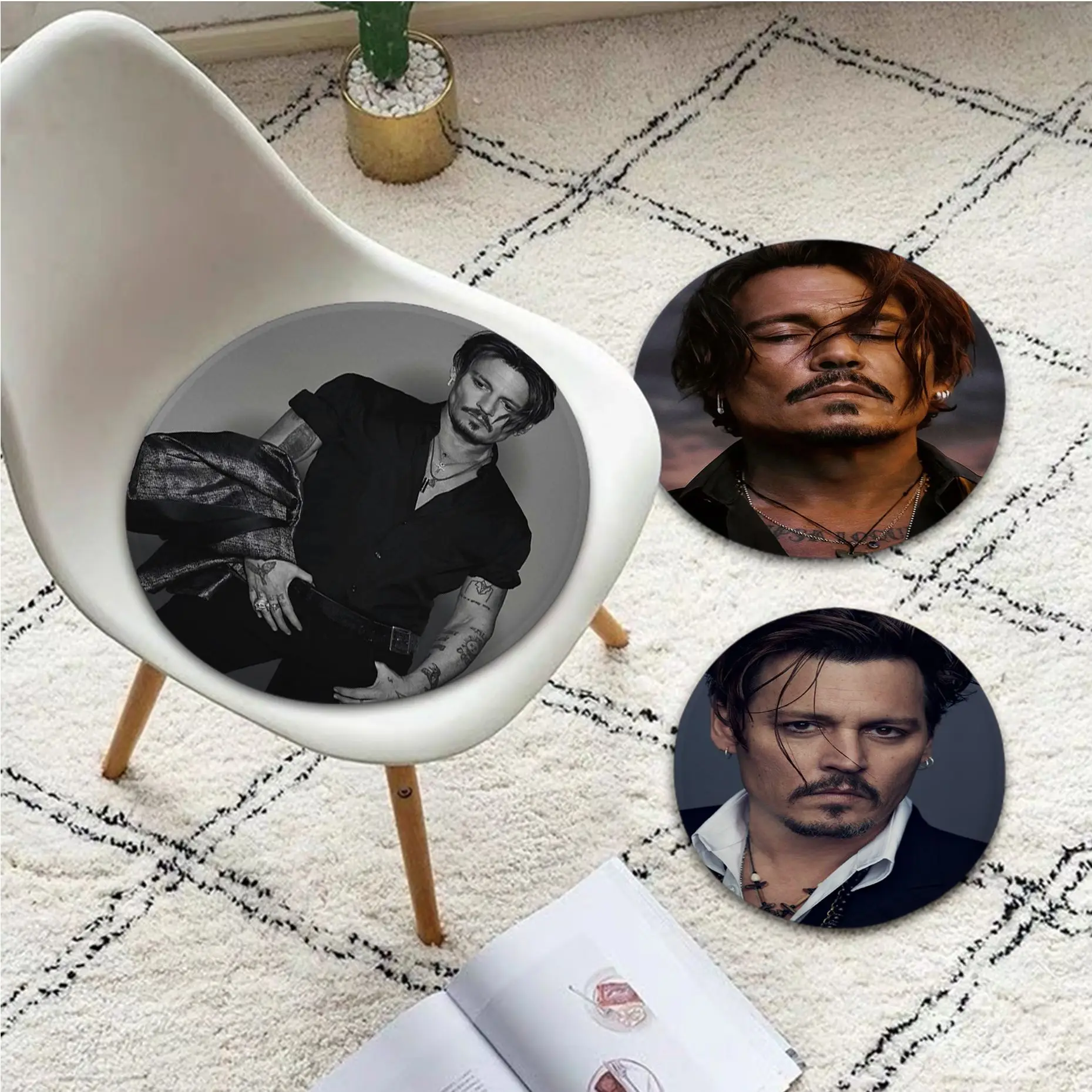 

Jack Sparrow Actor Johnny Depp Square Seat Cushion Office Dining Stool Pad Sponge Sofa Mat Non-Slip Seat Mat