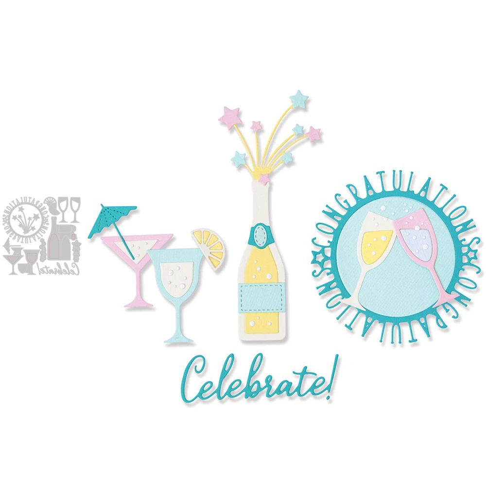 New Birthday Party Wine Bottle Metal Lace Cutting Dies Template DIY Scrapbook Decoration Embossing Process Template Die Cutting
New Birthday Party Wine Bottle Metal Lace Cutting Dies Template DIY Scrapbook Decoration Embossing Process Template Die Cutting