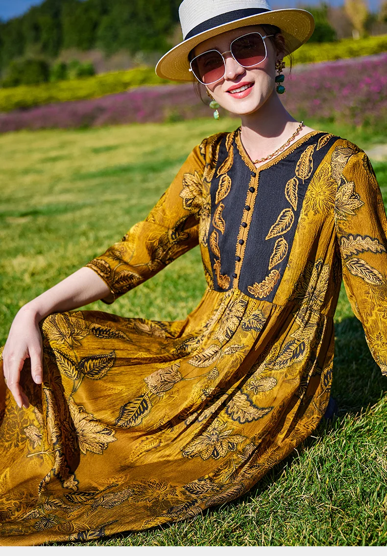 2022 Spring New Silk Print Dress Ladies Large Size Loose Casual Large Swing Skirt Fashion Thin Temperament Party Long Skirt
2022 Spring New Silk Print Dress Ladies Large Size Loose Casual Large Swing Skirt Fashion Thin Temperament Party Long Skirt