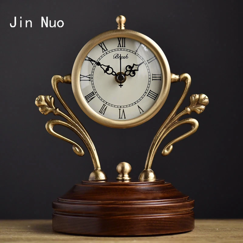 American Retro Copper Table Clock Office Fashion Creative Solid Wood Mute Desk Clock Living Room Decoration Desktop Ornament
American Retro Copper Table Clock Office Fashion Creative Solid Wood Mute Desk Clock Living Room Decoration Desktop Ornament