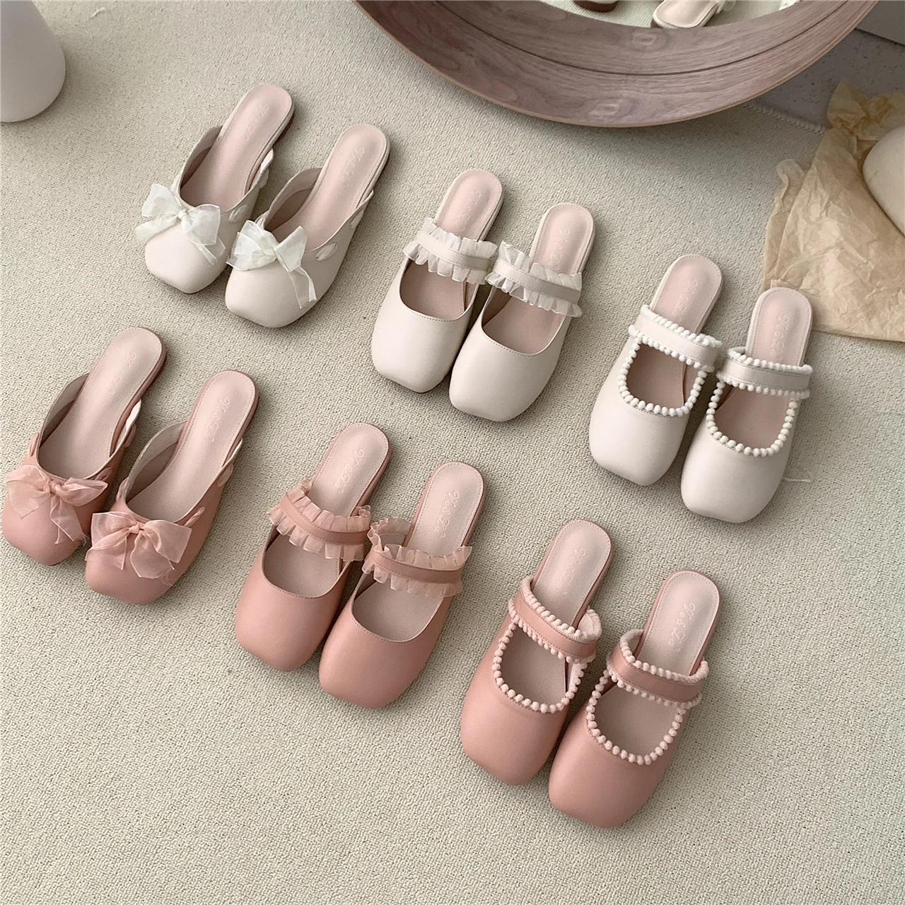 

Bailamos Women Slipper 2022 Bowknot Flat Shoes Soft Pregnant Scoop Mules Shoes Female Ballet Shoes Leisure Half Slippers Mujer