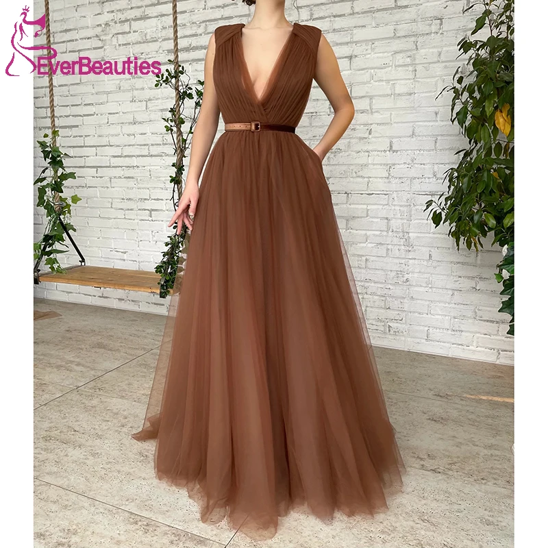 Prom Dresses 2022 Women's Tulle Formal Party Dresses with Pockets Vestidos Elegantes Para Mujer V-Neck Simple Robe De Soiree
Prom Dresses 2022 Women's Tulle Formal Party Dresses with Pockets Vestidos Elegantes Para Mujer V-Neck Simple Robe De Soiree