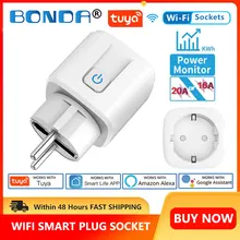 BONDA Smart Plug WiFi Socket EU 16A/20A With Power Monitor Timing Function Tuya Smart Life APP Works With Alexa Google Home