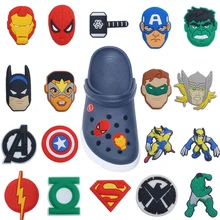 Single sale 1pcs Marvel Superheroes Shoe Charms PVC Accessories DIY Shoe Decoration For Croc JIBZ Kids X-mas Gifts