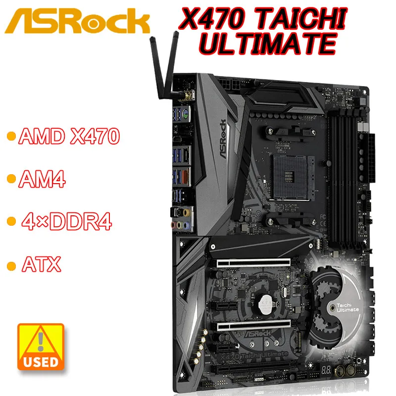 

X470 Motherboard AM4 ASRock X470 TAICHI 4×DDR4 64GB PCI-E 3.0 2×M.2 USB3.0 SATA III ATX For AMD Ryzen/7th Gen A-Series cpu
