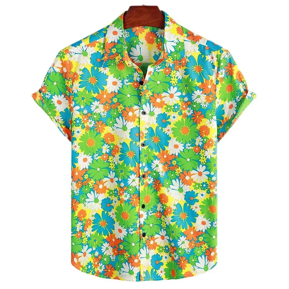 

Camisa hawaiana con estampado Floral para hombre y mujer, ropa informal holgada de manga corta Harajuku para playa y verano