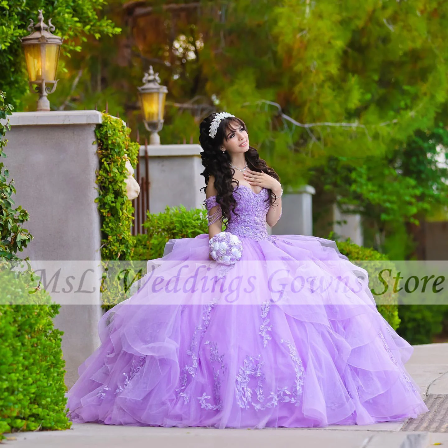 

Purple Quinceanera Dresses Ball Gowns For Sweet 16 Girls Beads Appliques Vestidos De Noival Lace Ruffles 15 Birthday Prom Dress