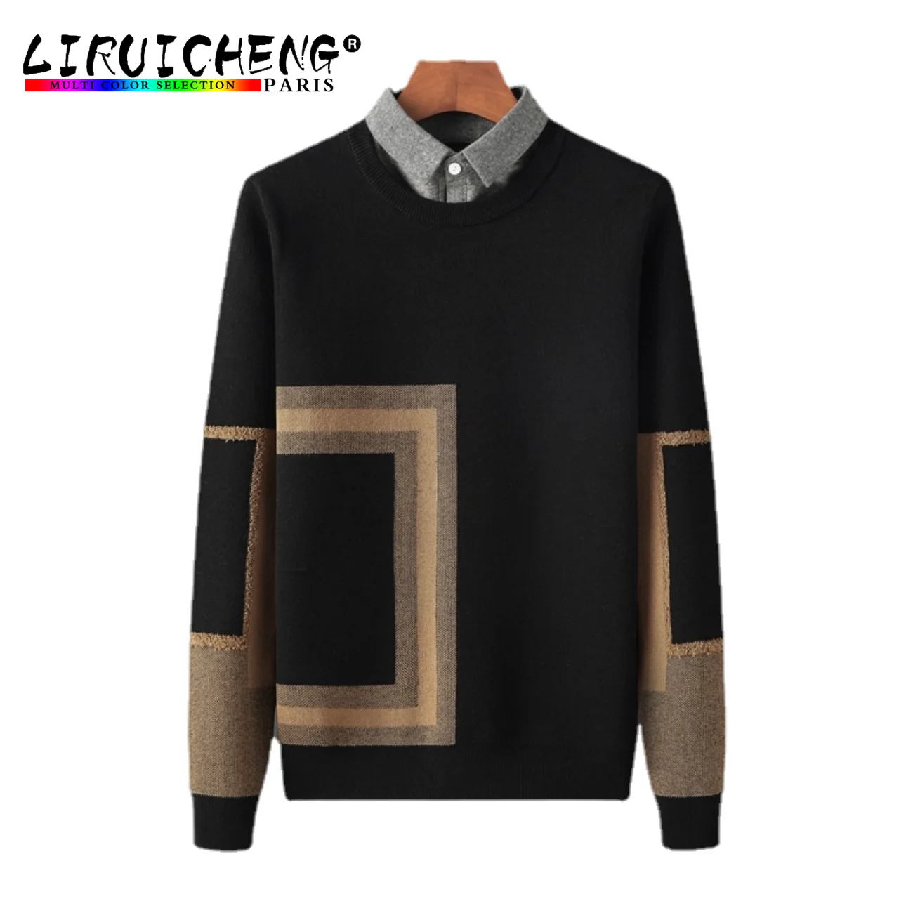 Men Mock Two-Piece Fleece Sweater Winter Thick Knitting Male Geometry Pattern Lapel Long Sleeve Trendy Pullover Knitwear
Men Mock Two-Piece Fleece Sweater Winter Thick Knitting Male Geometry Pattern Lapel Long Sleeve Trendy Pullover Knitwear