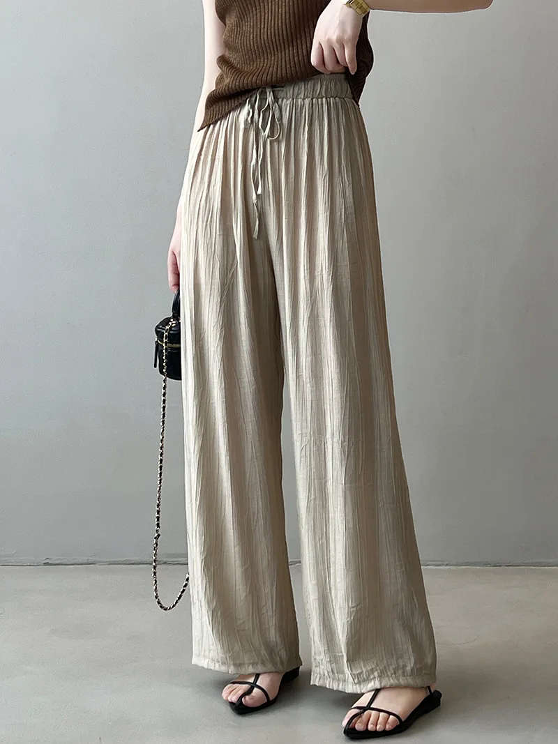 Lazy Elastic Waist Drawstring Wide Leg Casual Pants Women 2023 Summer New High Waist Drape Effect Straight Casual Trousers
Lazy Elastic Waist Drawstring Wide Leg Casual Pants Women 2023 Summer New High Waist Drape Effect Straight Casual Trousers