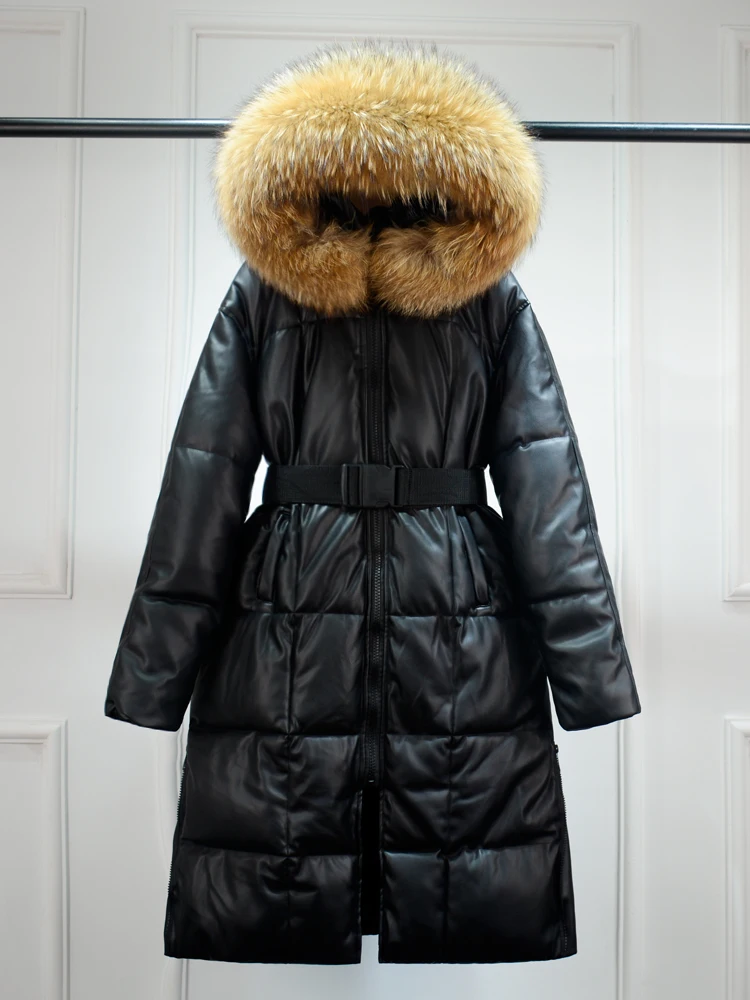 Lagabogy 2022 Winter Women Pu Leather Coat Hooded Large Real Raccoon Fur Thicken Padded Jacket Female Waterproof Snow Parka Belt
Lagabogy 2022 Winter Women Pu Leather Coat Hooded Large Real Raccoon Fur Thicken Padded Jacket Female Waterproof Snow Parka Belt