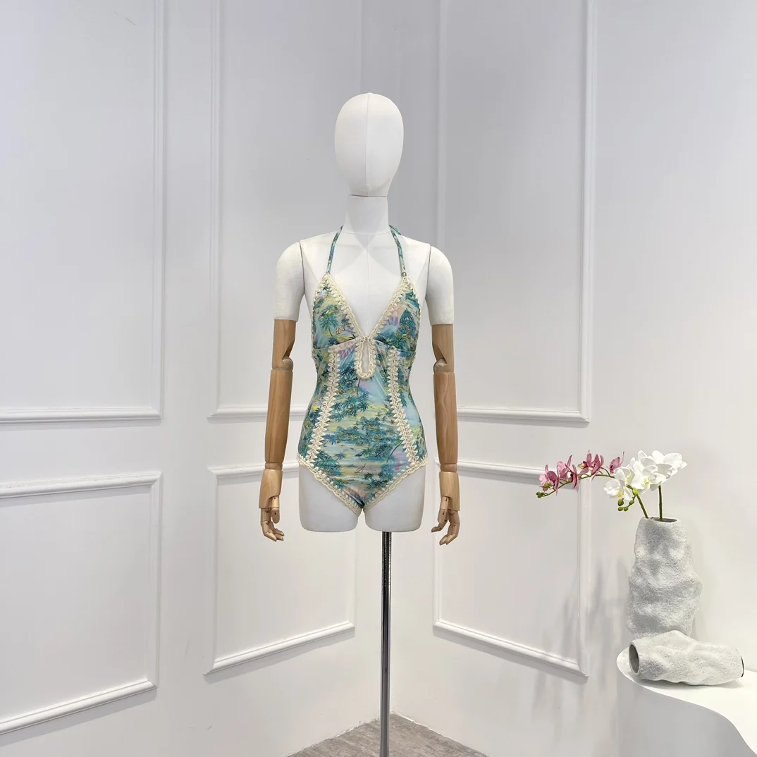 2023 Vintage New Summer High Quality Sea Beach Coconut Trees Print Self Tie Back Lace-up Women Swimsuit
2023 Vintage New Summer High Quality Sea Beach Coconut Trees Print Self Tie Back Lace-up Women Swimsuit