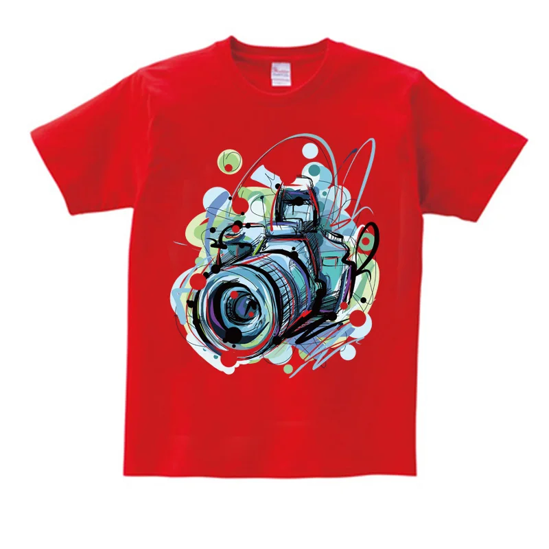 

Новинка лета 2022, футболки Kaywii с мультяшным ручным рисунком камеры, Детская футболка с милым рисунком, белая футболка из чистого хлопка с кор...