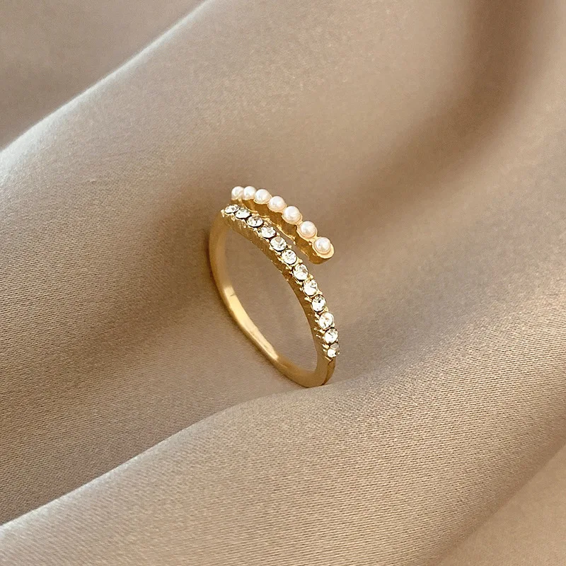 Korea Elegant Zircon Pearl Rings for Women Two Lines Gold Color Metal Adjustable Zircon Ring Wedding Party Jewelry Gift
Korea Elegant Zircon Pearl Rings for Women Two Lines Gold Color Metal Adjustable Zircon Ring Wedding Party Jewelry Gift